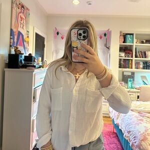 White Gauze Button-Up Shirt
